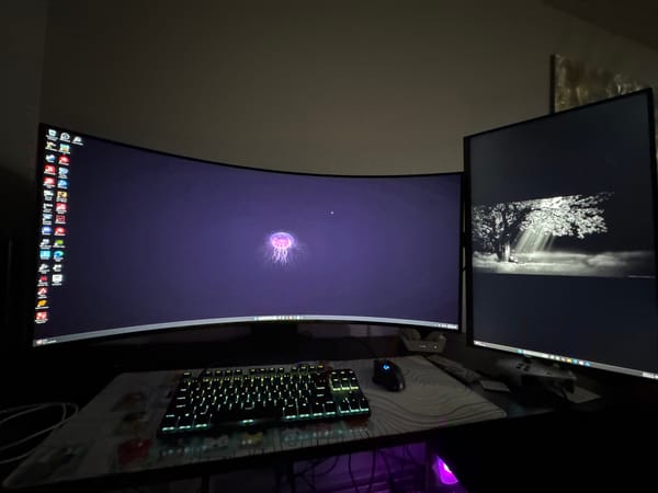 Late-night gaming session documented in Glendale Heights computer setup