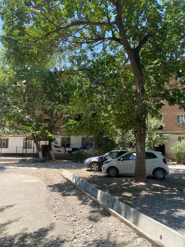 Quiet morning in a Kyrgyz residential neighborhood