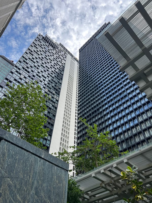 Bangkok high-rises photographed from street level perspective