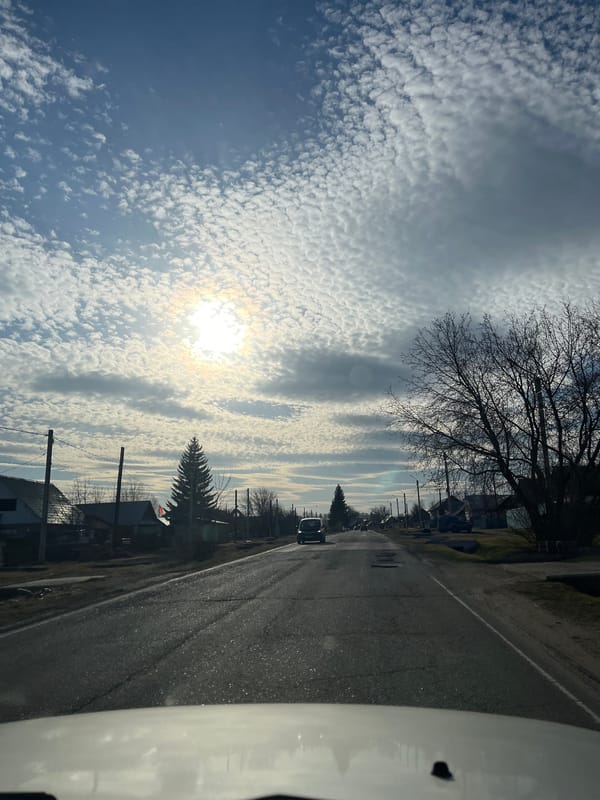Partly cloudy conditions observed from vehicle in Zelenogorsk, Russia