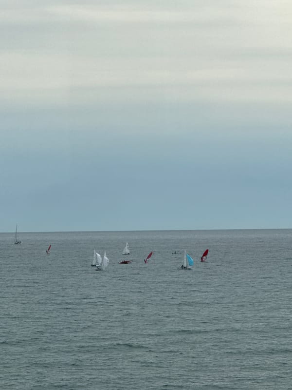 Sailboats spotted on choppy Black Sea waters near Sochi