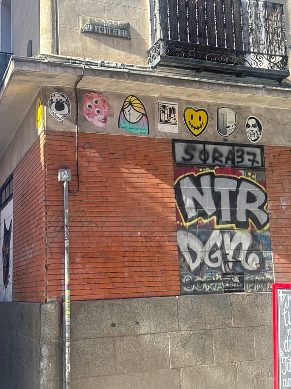 Urban street scene with street art documented in daylight