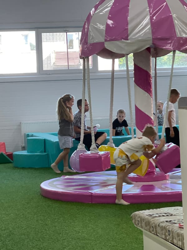 Afternoon at a candy-themed kids' play center in Donskoye