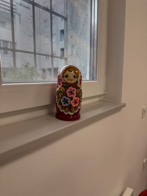 Colorful matryoshka doll spotted on Zagreb window sill