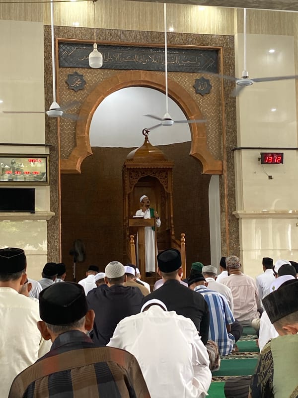 Congregational prayer inside Lhokseumawe's Islamic Center