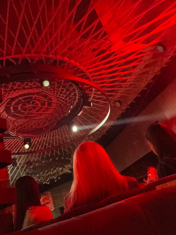 Entertainment venue observed with colorful atmospheric lighting