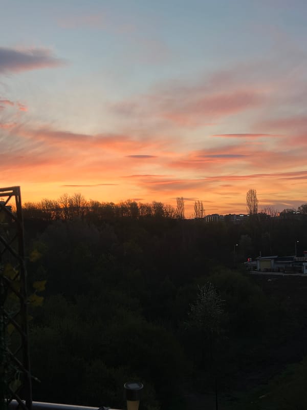 Colorful dawn sky observed over Sofia, Bulgaria