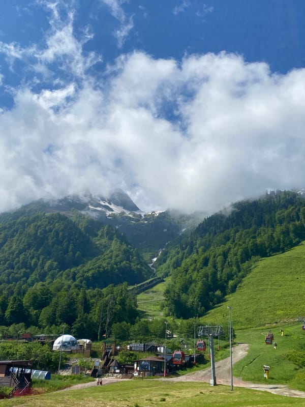 Mountain landscape observed in Estosadok village on sunny morning