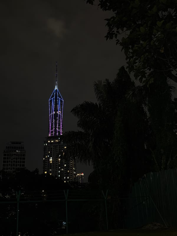Kuala Lumpur skyline photographed in illuminated nighttime display