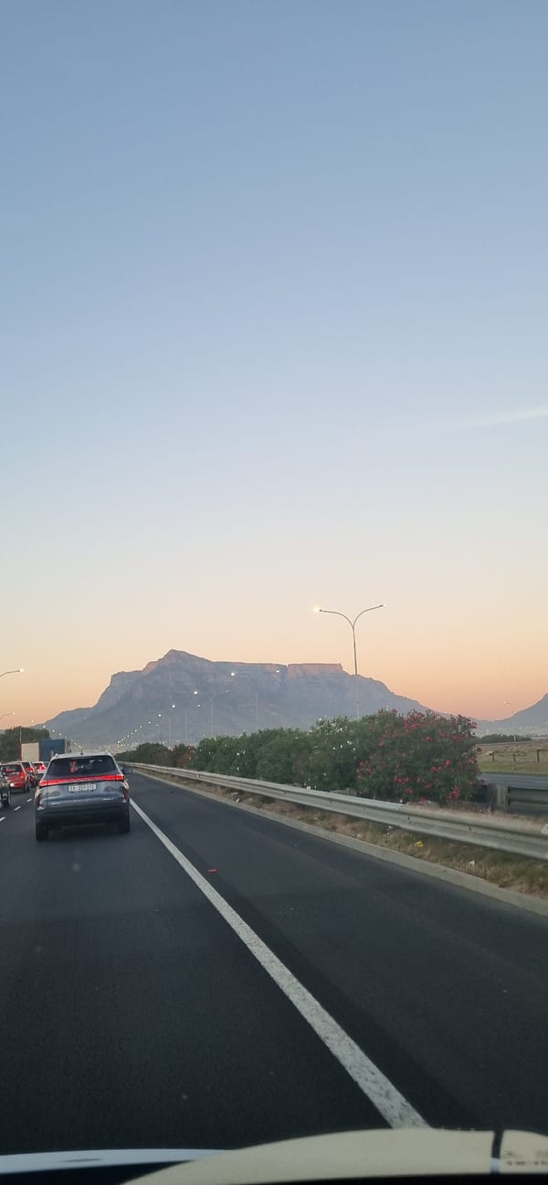 Twilight highway scene captured near Milnerton, South Africa