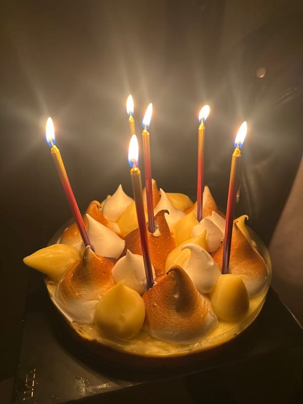 Birthday celebration with lemon meringue cake in Ramat Gan