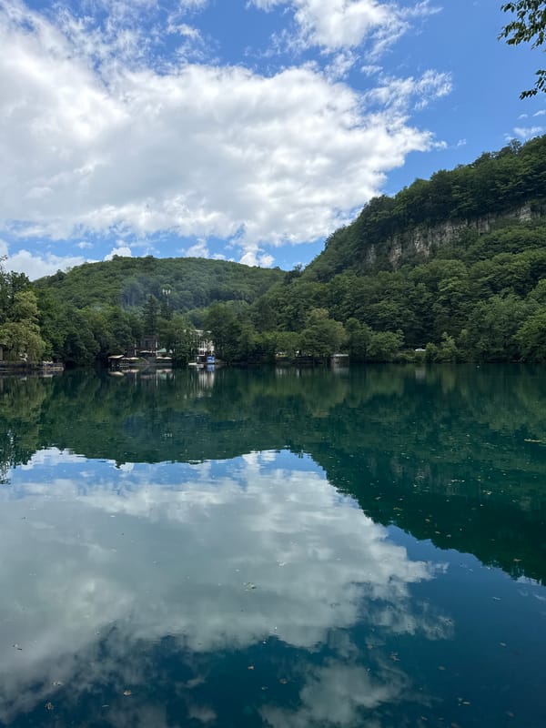 Emerald lake and gorge scenery at Cherek, Verkhnyaya Balkariya