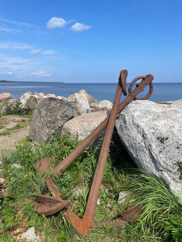 Summer day at Lake Ladoga's lighthouse beach, Russia