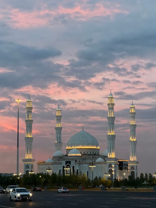 Astana streetscapes, architecture, and nature on a June afternoon