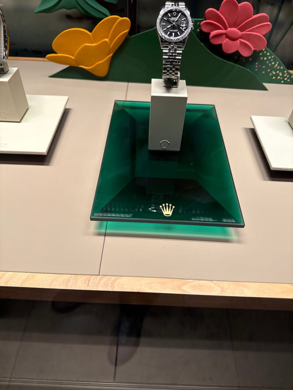Rolex watch displayed at retail store in Kloten