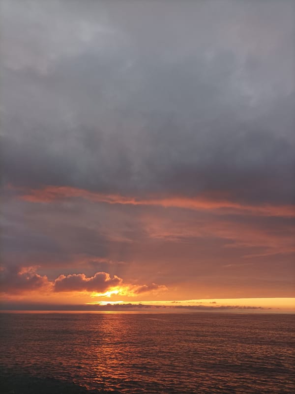 Sunset captured over Black Sea pebble beaches in Batumi