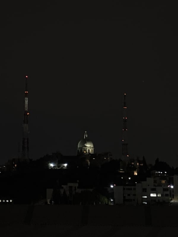 Nighttime skyline view captured in Puebla, Mexico