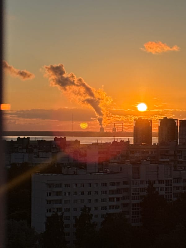 Saint Petersburg golden hour, seen from inside and out