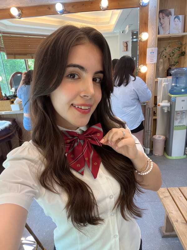 Student takes selfies at Seoul beauty salon early morning