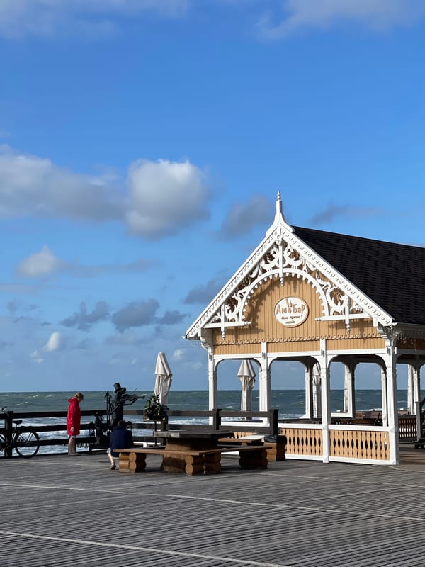 Windy afternoon on Zelenogradsk's Baltic Sea pier