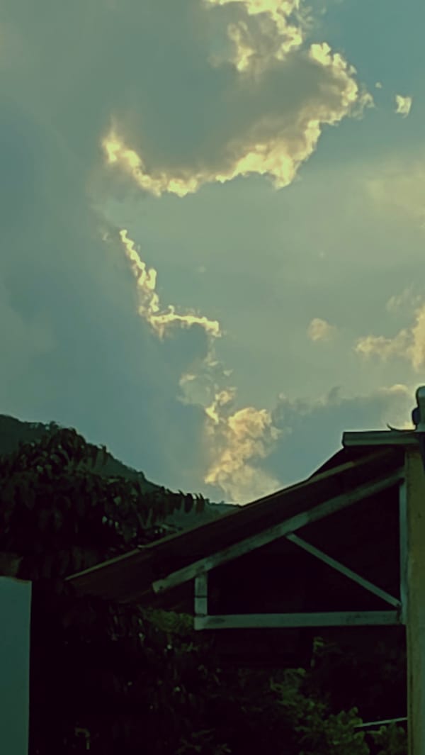Evening sky with illuminated clouds observed in Vietnam