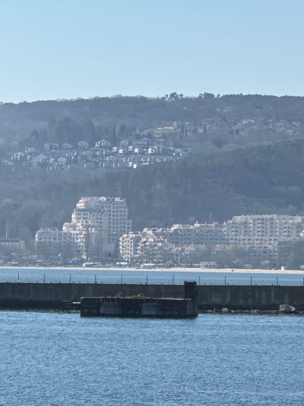 Superyacht 'Eternal Spark' docked in Varna harbor near Ferris wheel