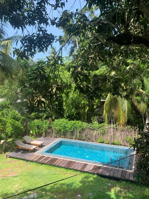 Morning walk through Kabalana captures pools, streets, and statues