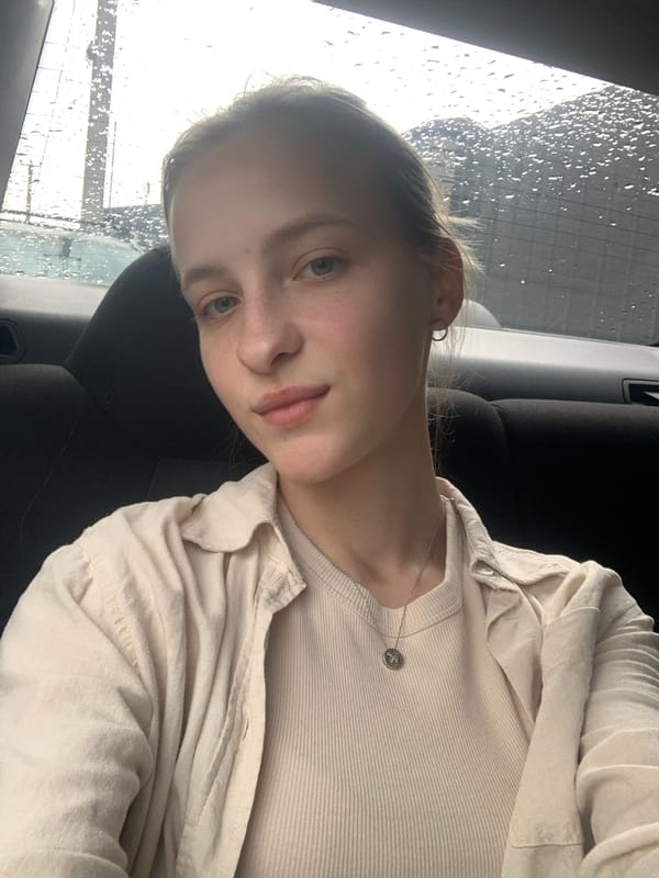 Woman photographed in vehicle during rainy day in Novi Petrivtsi