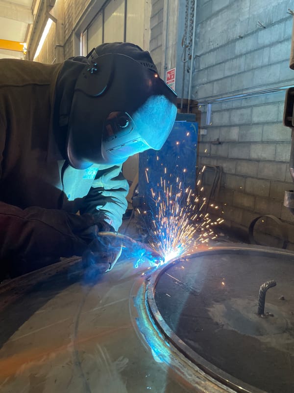 Early morning welding work observed at Zaljevo industrial workshop