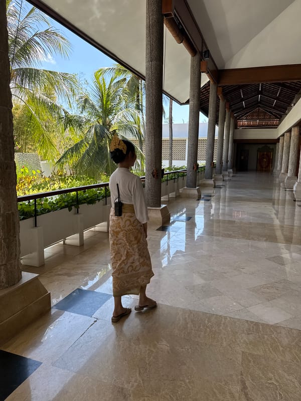 Tourist documents Indonesian resort tour in Kuta Selatan
