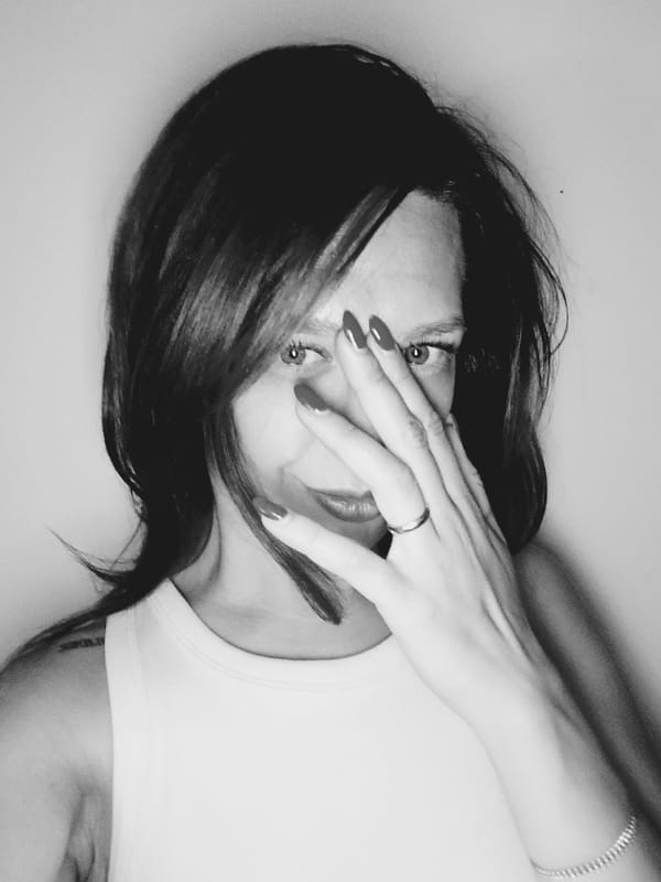 Black and white portrait series, white tank top and sunglasses