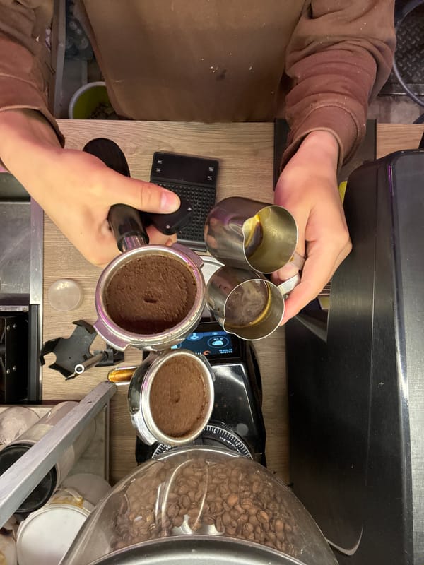 Morning moments: Coffee preparation and sleeping baby documented in Moscow