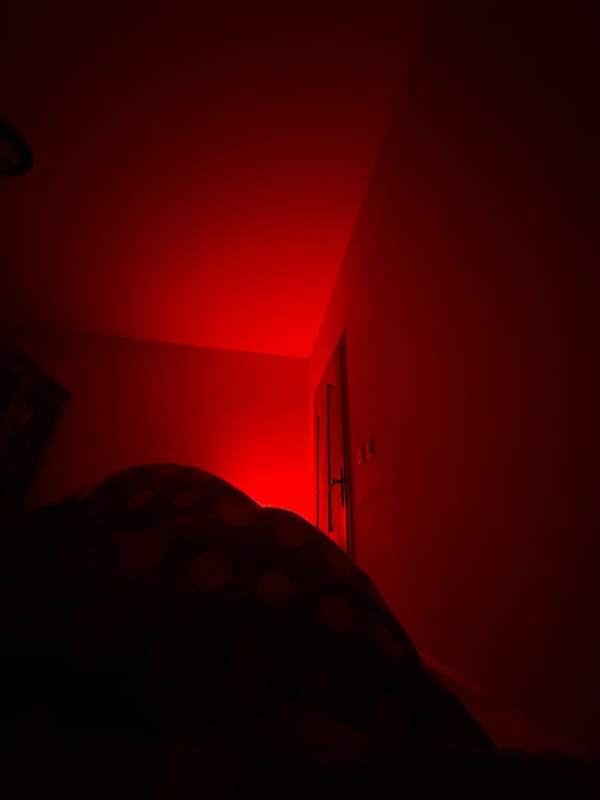 Red-lit interior room documented in Dobrich, Bulgaria