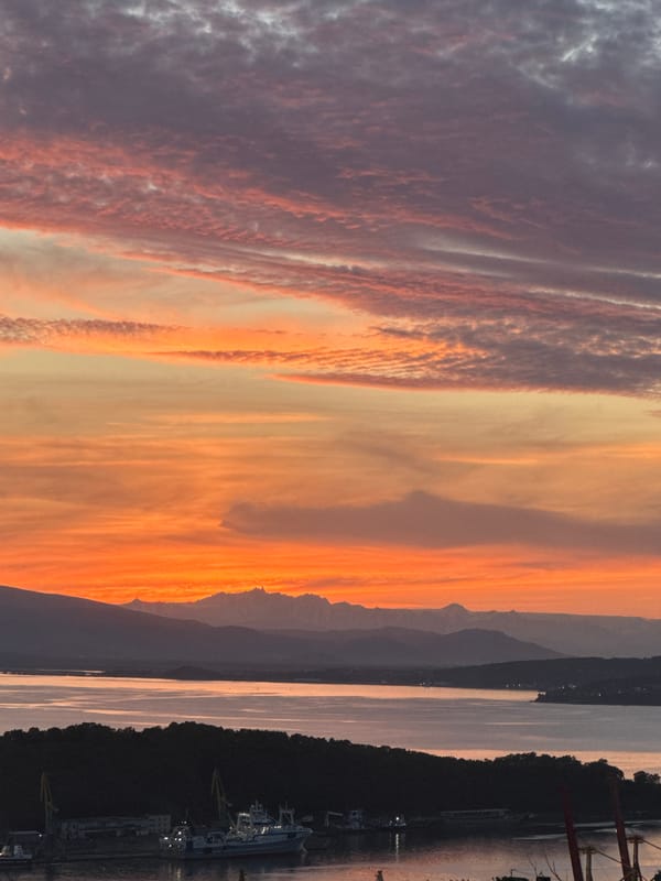 Golden hour light over Avacha Bay, Kamchatka