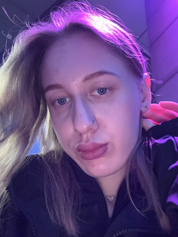 Woman takes colorful selfies on Russian street