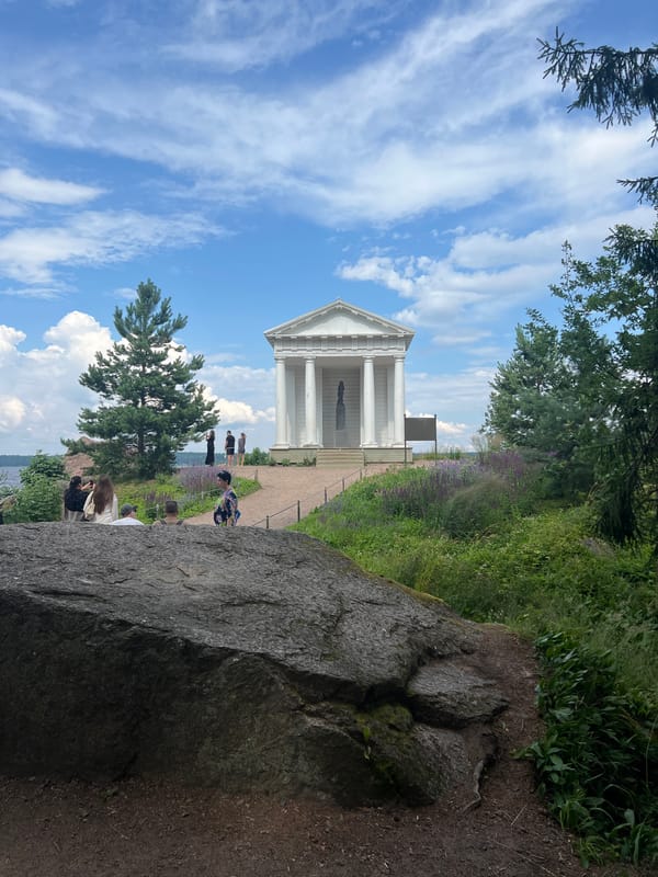 Scenes from Mon Repos Park, Vyborg — architecture, flowers, boulders