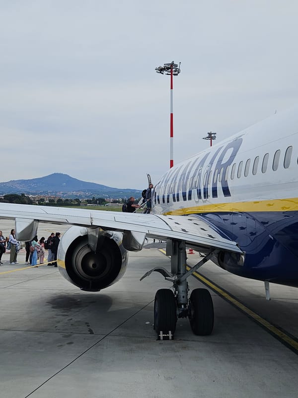 Ryanair passengers board aircraft at Rome airport Sunday morning