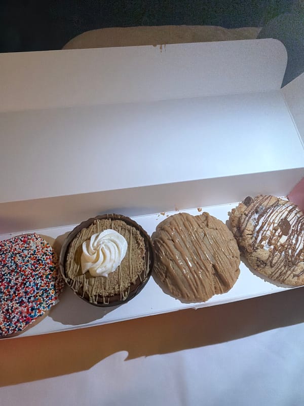 Late-night Crumbl cookie delivery documented in Toronto bedroom