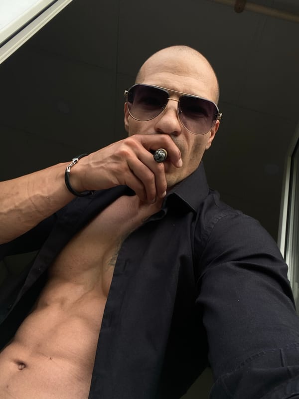 Man photographs himself smoking cigar in early morning Pleven