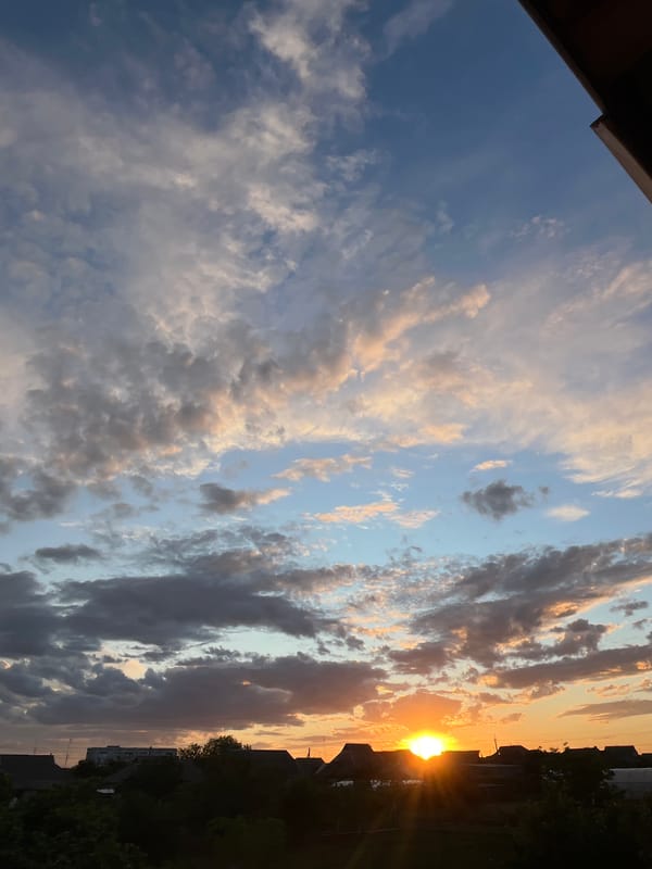 Sunset documented over residential Slobozia, Moldova