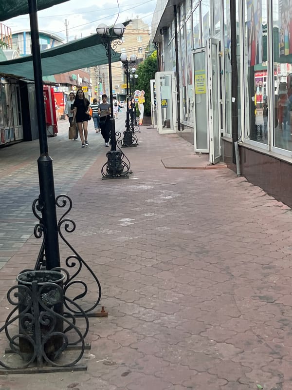 Afternoon street life and public spaces in Dnipro, Ukraine