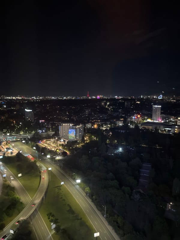 Night views captured from Sofia high-rise bar lounge