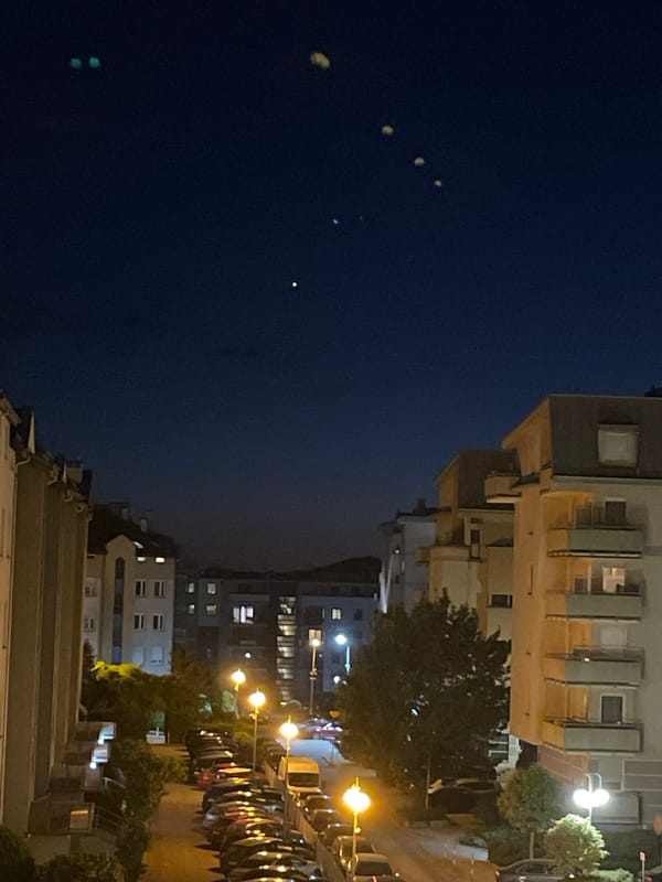 Nighttime urban street scenes captured from elevated viewpoint