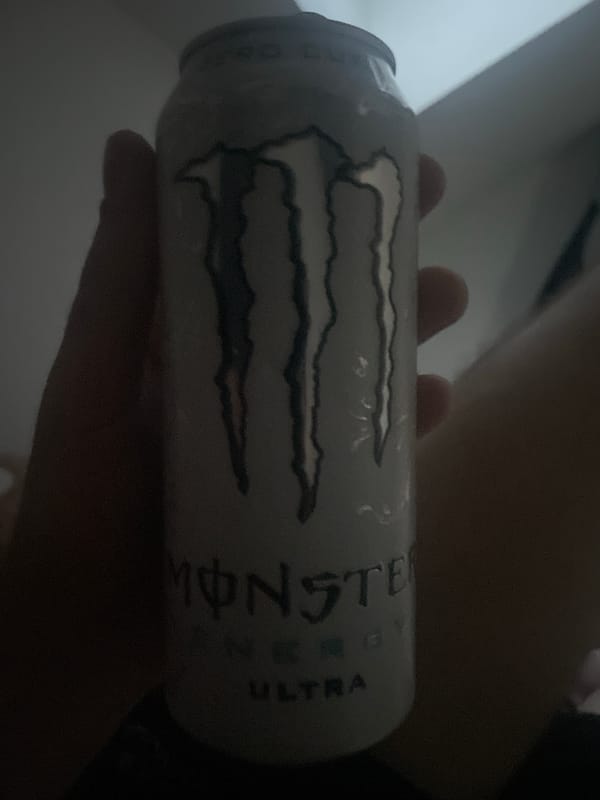 Monster Energy cans and a stuffed bear at a Paczkowo hangout