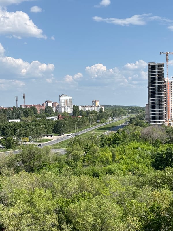 Construction crane spotted on tall building in Tolyatti