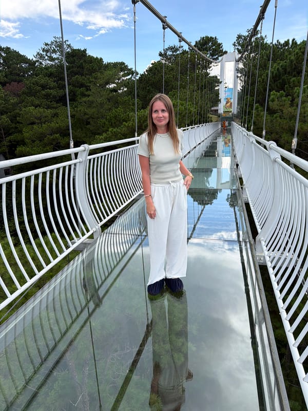 Glass bridge and hillside attractions at Đà Lạt's Lâm Viên park