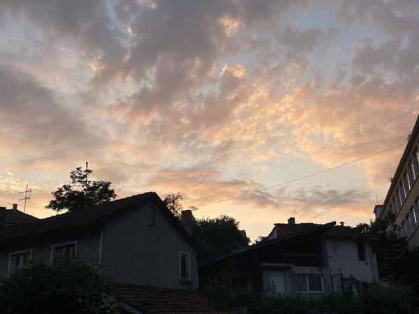 Evening light over Gabrovo's residential streets, Bulgaria