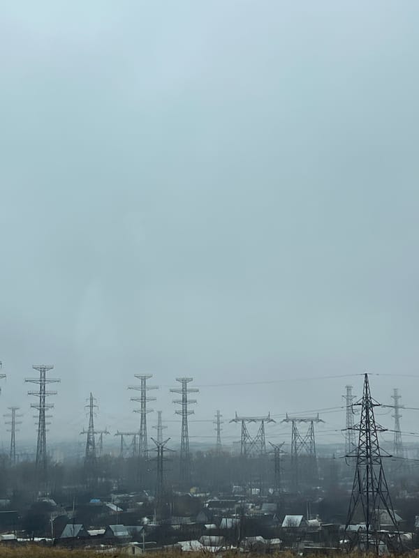 Power transmission towers observed in Chaikovsky residential area
