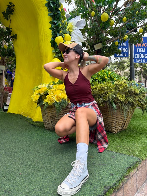 Hanging out at a lemon-themed photo spot in Nha Trang