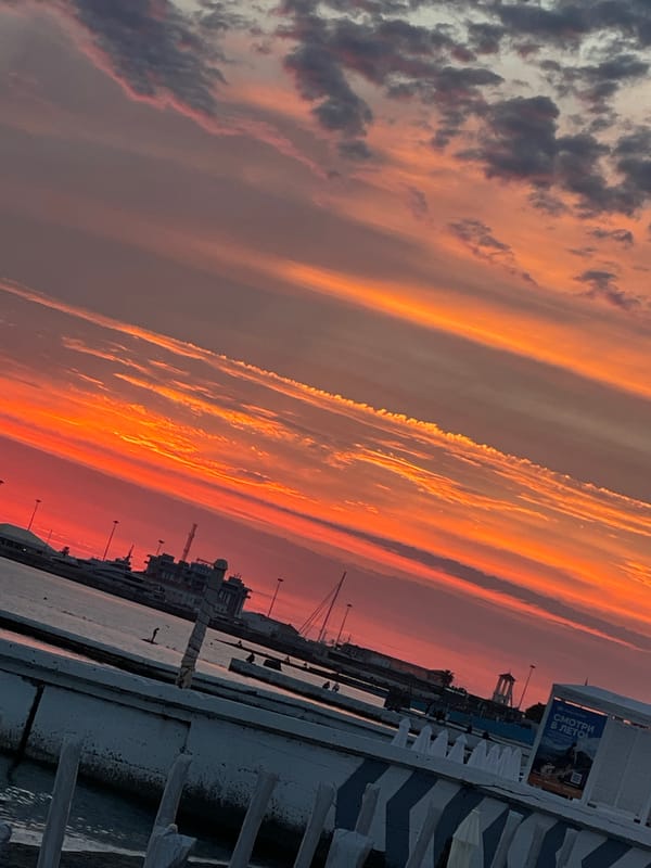 Sunset drinks and a vivid sky over Sochi's Black Sea waterfront